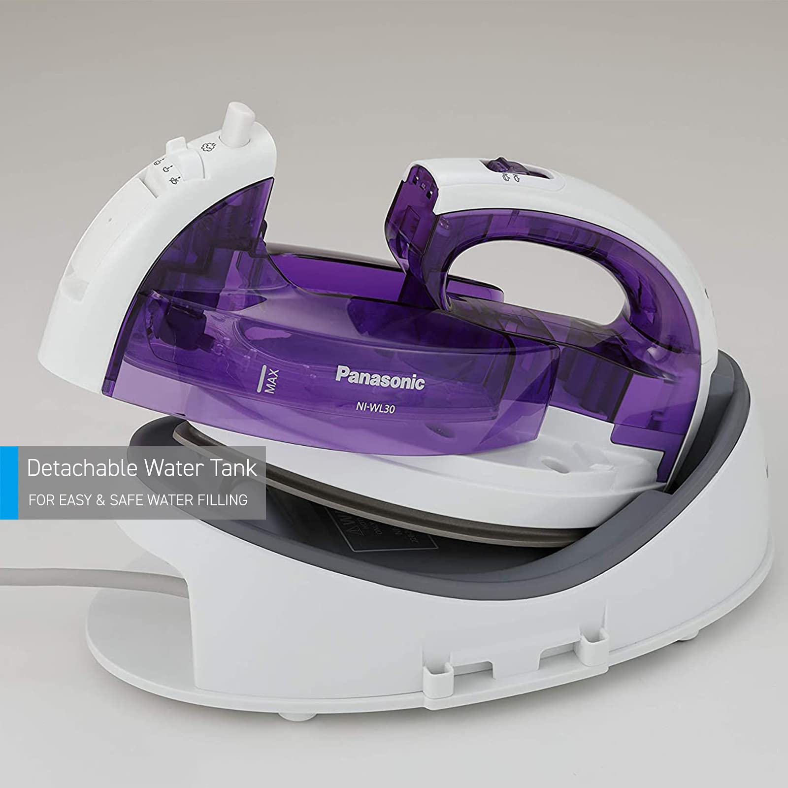 Panasonic Cordless Steam Iron, 1550W White/Purple Min 1 year warranty مكواة بخار لاسلكية من باناسونيك، 1550 واط ابيض/ارجواني ضمان لمدة عام Panasonic Cordless Steam Iron, 1550W White/Purple Min 1 year warranty مكواة بخار لاسلكية من باناسونيك، 1550 واط ابيض/ارجواني ضمان لمدة عام